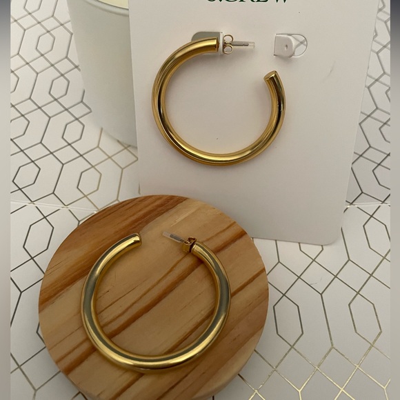 JCREW Hoop Earrings NWT OS Burnished Gold - Picture 8 of 9